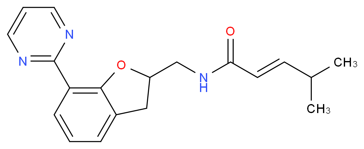 (2E)-4-methyl-N-{[7-(2-pyrimidinyl)-2,3-dihydro-1-benzofuran-2-yl]methyl}-2-pentenamide_分子结构_CAS_)