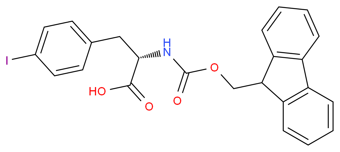 (2S)-2-{[(9H-fluoren-9-ylmethoxy)carbonyl]amino}-3-(4-iodophenyl)propanoic acid_分子结构_CAS_82565-68-2