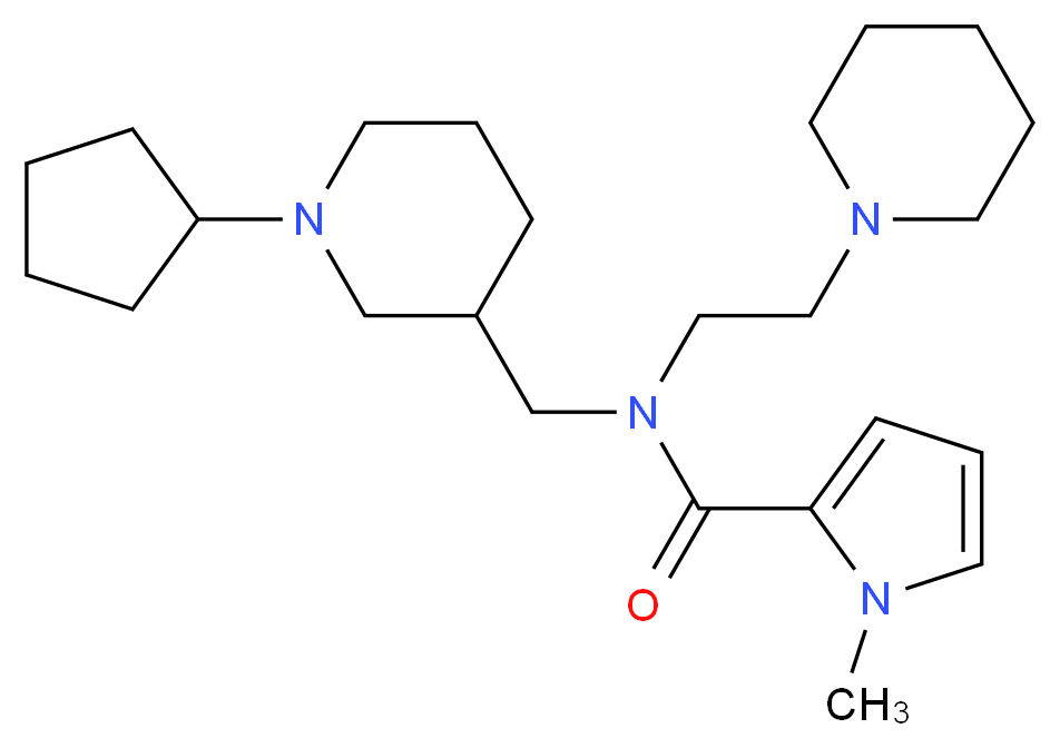 N-[(1-cyclopentylpiperidin-3-yl)methyl]-1-methyl-N-(2-piperidin-1-ylethyl)-1H-pyrrole-2-carboxamide_分子结构_CAS_)