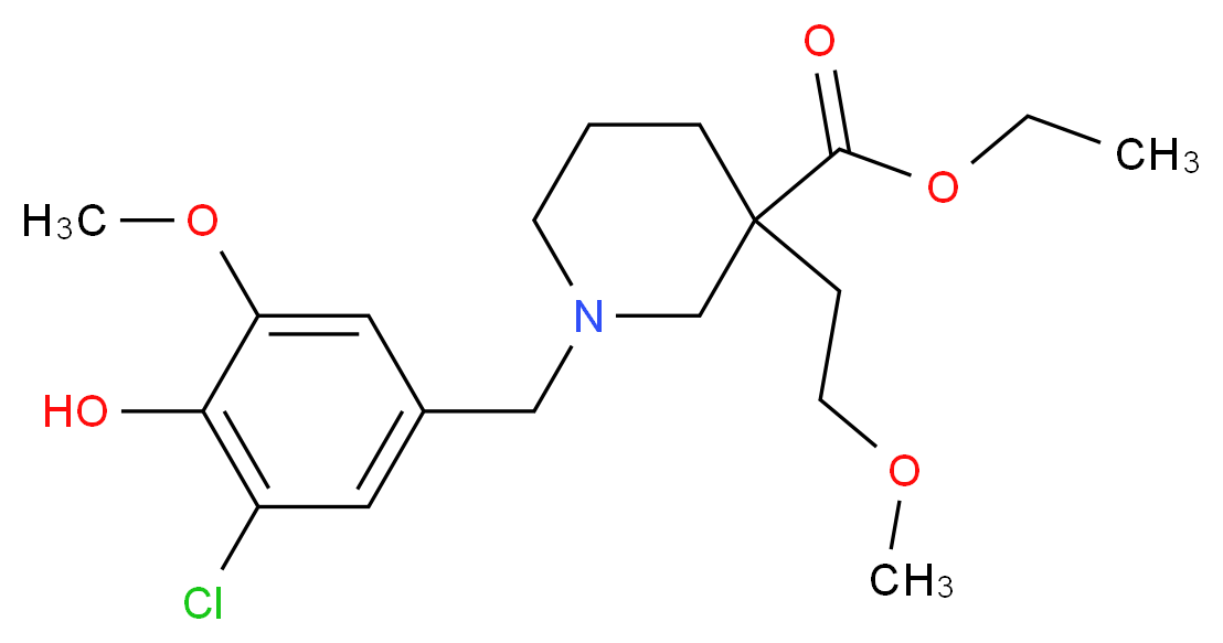 ethyl 1-(3-chloro-4-hydroxy-5-methoxybenzyl)-3-(2-methoxyethyl)-3-piperidinecarboxylate_分子结构_CAS_)