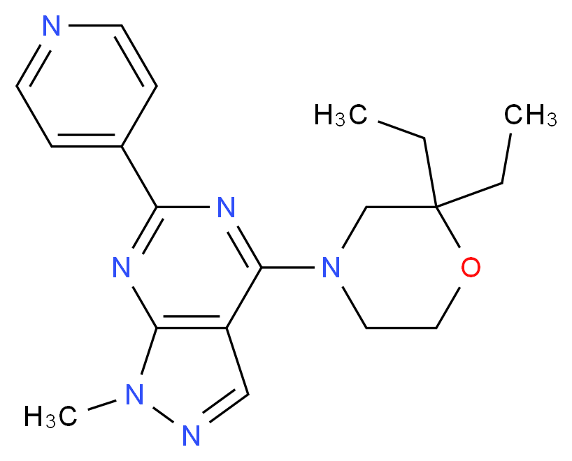 4-(2,2-diethyl-4-morpholinyl)-1-methyl-6-(4-pyridinyl)-1H-pyrazolo[3,4-d]pyrimidine_分子结构_CAS_)
