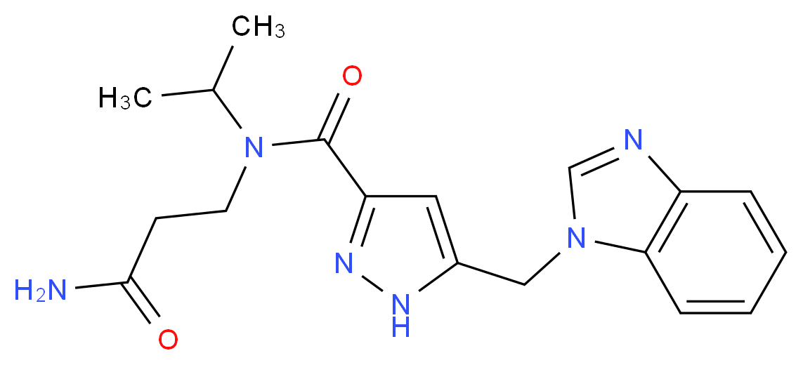 N-(3-amino-3-oxopropyl)-5-(1H-benzimidazol-1-ylmethyl)-N-isopropyl-1H-pyrazole-3-carboxamide_分子结构_CAS_)