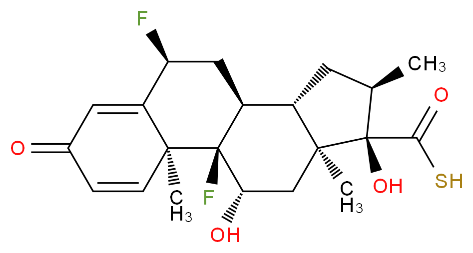 (1R,2S,8S,10S,11S,13R,14R,15S,17S)-1,8-difluoro-14,17-dihydroxy-2,13,15-trimethyl-5-oxotetracyclo[8.7.0.0<sup>2</sup>,<sup>7</sup>.0<sup>1</sup><sup>1</sup>,<sup>1</sup><sup>5</sup>]heptadeca-3,6-diene-14-carbothioic S-acid_分子结构_CAS_80473-92-3