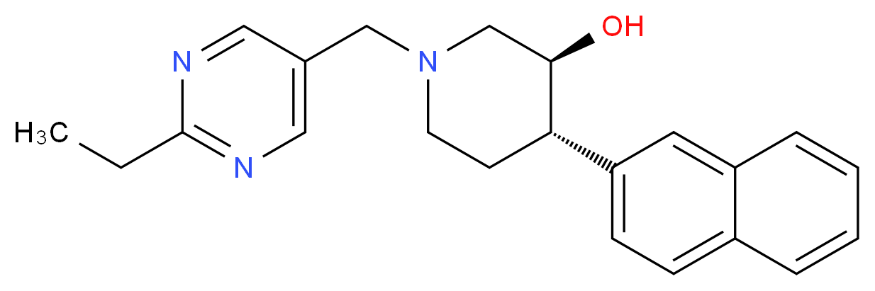 (3S*,4S*)-1-[(2-ethylpyrimidin-5-yl)methyl]-4-(2-naphthyl)piperidin-3-ol_分子结构_CAS_)