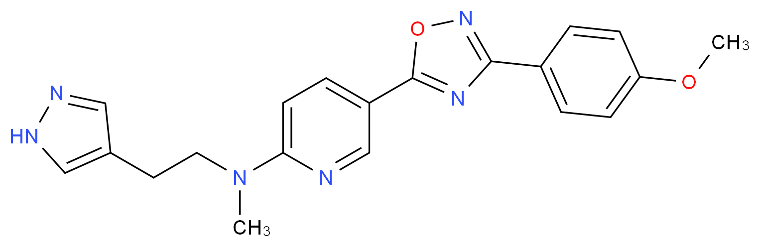 5-[3-(4-methoxyphenyl)-1,2,4-oxadiazol-5-yl]-N-methyl-N-[2-(1H-pyrazol-4-yl)ethyl]-2-pyridinamine_分子结构_CAS_)