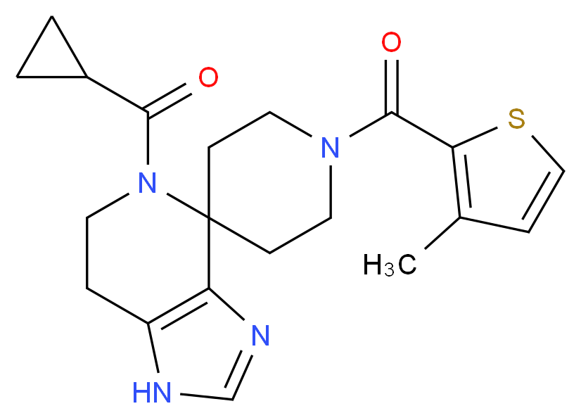 5-(cyclopropylcarbonyl)-1'-[(3-methyl-2-thienyl)carbonyl]-1,5,6,7-tetrahydrospiro[imidazo[4,5-c]pyridine-4,4'-piperidine]_分子结构_CAS_)