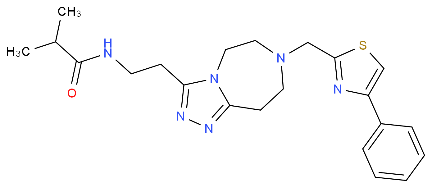 2-methyl-N-(2-{7-[(4-phenyl-1,3-thiazol-2-yl)methyl]-6,7,8,9-tetrahydro-5H-[1,2,4]triazolo[4,3-d][1,4]diazepin-3-yl}ethyl)propanamide_分子结构_CAS_)