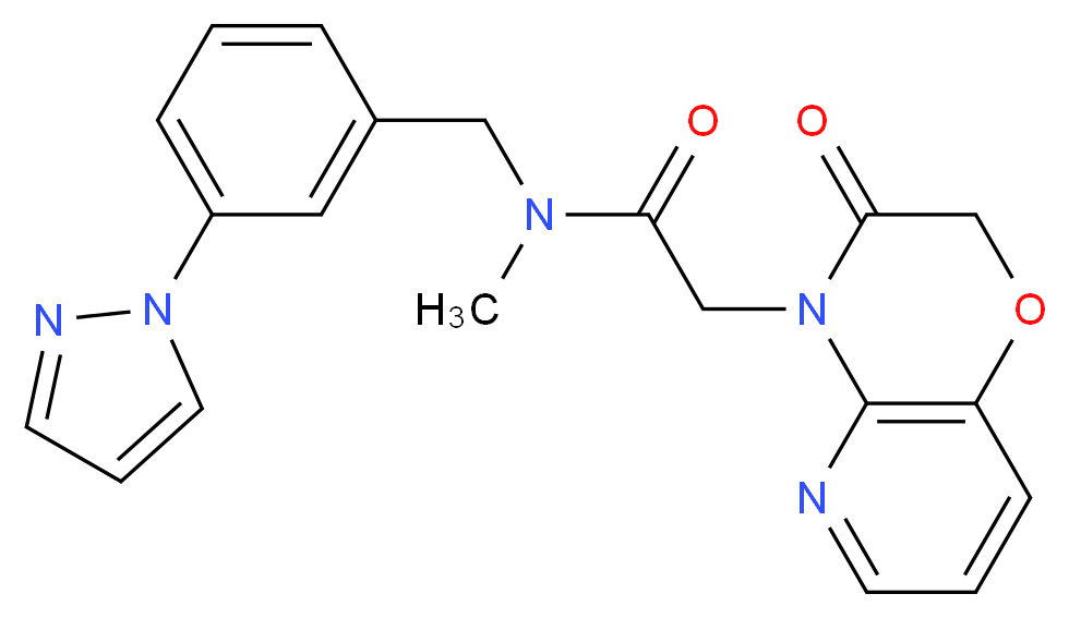 N-methyl-2-(3-oxo-2,3-dihydro-4H-pyrido[3,2-b][1,4]oxazin-4-yl)-N-[3-(1H-pyrazol-1-yl)benzyl]acetamide_分子结构_CAS_)