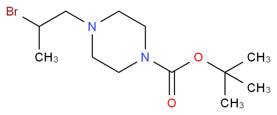 4-(2-BROMOPROPYL)-1-PIPERAZINECARBOXYLIC ACID, 1,1-DIMETHYLETHYL ESTER_分子结构_CAS_655225-02-8)