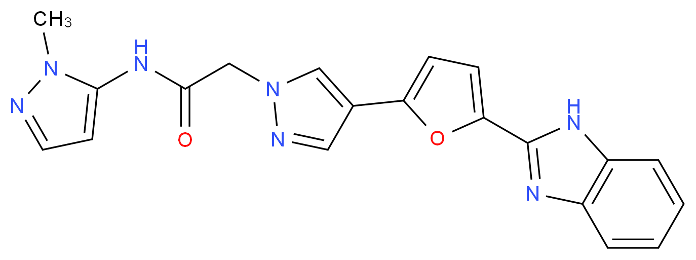 2-{4-[5-(1H-benzimidazol-2-yl)-2-furyl]-1H-pyrazol-1-yl}-N-(1-methyl-1H-pyrazol-5-yl)acetamide_分子结构_CAS_)