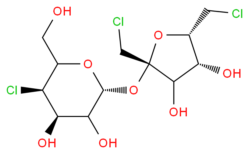 (2R,4R,5R)-2-{[(2R,4R,5S)-2,5-bis(chloromethyl)-3,4-dihydroxyoxolan-2-yl]oxy}-5-chloro-6-(hydroxymethyl)oxane-3,4-diol_分子结构_CAS_56038-13-2