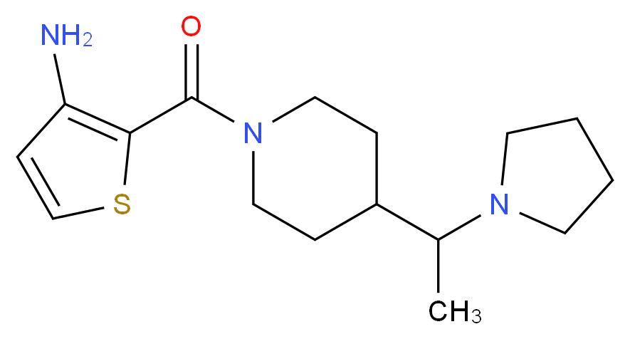 2-({4-[1-(1-pyrrolidinyl)ethyl]-1-piperidinyl}carbonyl)-3-thiophenamine_分子结构_CAS_)