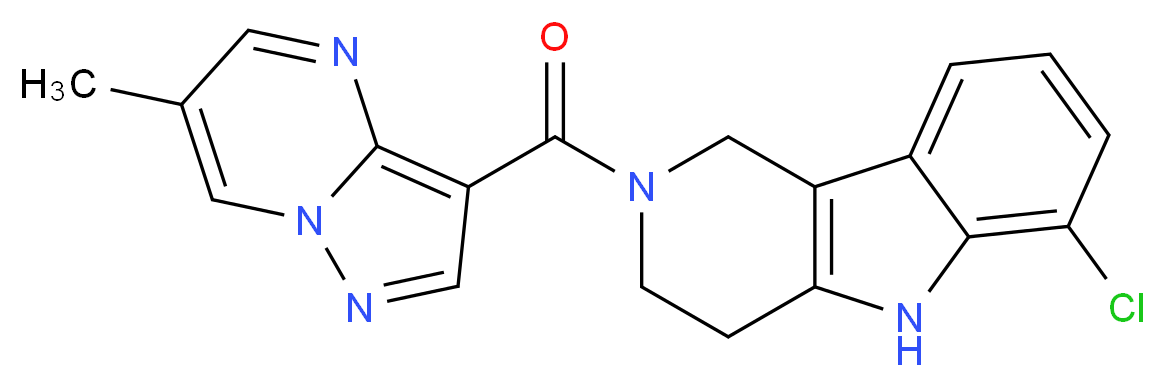 6-chloro-2-[(6-methylpyrazolo[1,5-a]pyrimidin-3-yl)carbonyl]-2,3,4,5-tetrahydro-1H-pyrido[4,3-b]indole_分子结构_CAS_)