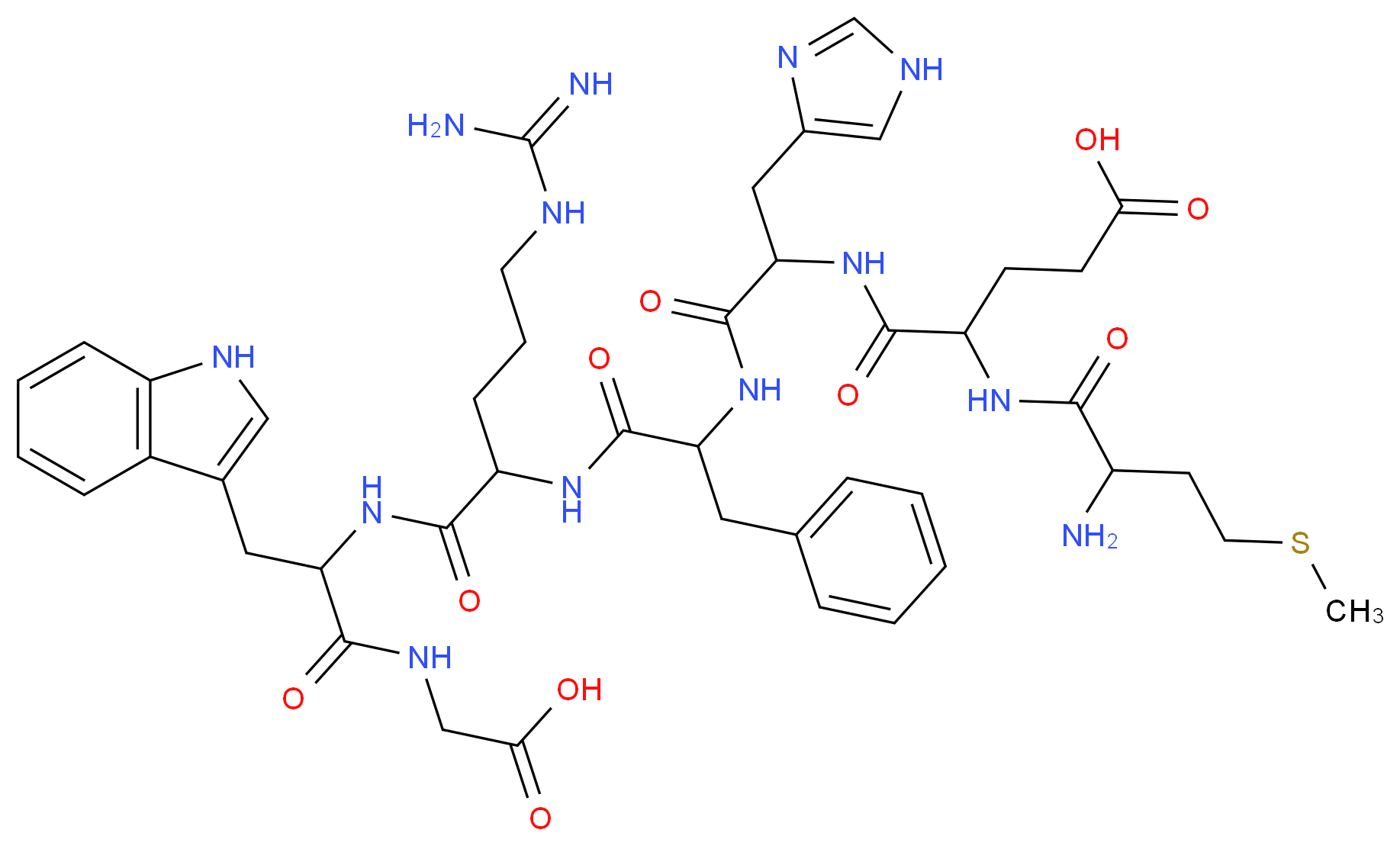 4-[2-amino-4-(methylsulfanyl)butanamido]-4-({1-[(1-{[4-carbamimidamido-1-({1-[(carboxymethyl)carbamoyl]-2-(1H-indol-3-yl)ethyl}carbamoyl)butyl]carbamoyl}-2-phenylethyl)carbamoyl]-2-(1H-imidazol-5-yl)ethyl}carbamoyl)butanoic acid_分子结构_CAS_4037-01-8