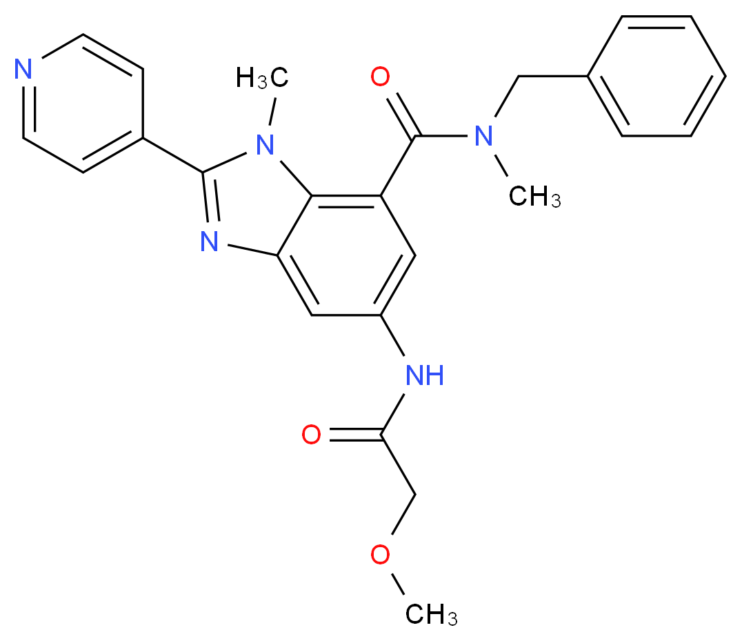 N-benzyl-5-[(methoxyacetyl)amino]-N,1-dimethyl-2-(4-pyridinyl)-1H-benzimidazole-7-carboxamide_分子结构_CAS_)
