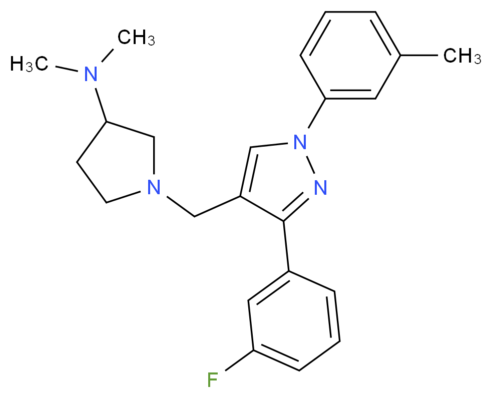 1-{[3-(3-fluorophenyl)-1-(3-methylphenyl)-1H-pyrazol-4-yl]methyl}-N,N-dimethyl-3-pyrrolidinamine_分子结构_CAS_)