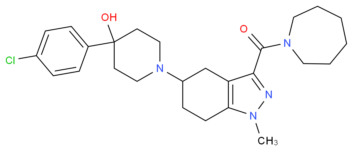 1-[3-(1-azepanylcarbonyl)-1-methyl-4,5,6,7-tetrahydro-1H-indazol-5-yl]-4-(4-chlorophenyl)-4-piperidinol_分子结构_CAS_)