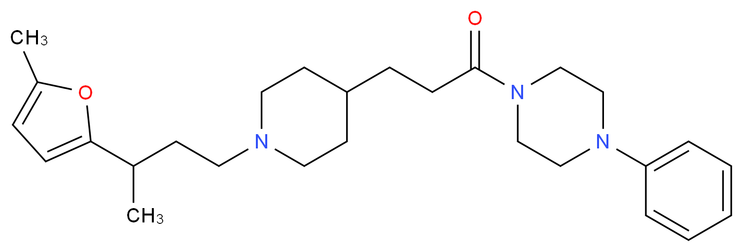 1-(3-{1-[3-(5-methyl-2-furyl)butyl]-4-piperidinyl}propanoyl)-4-phenylpiperazine_分子结构_CAS_)