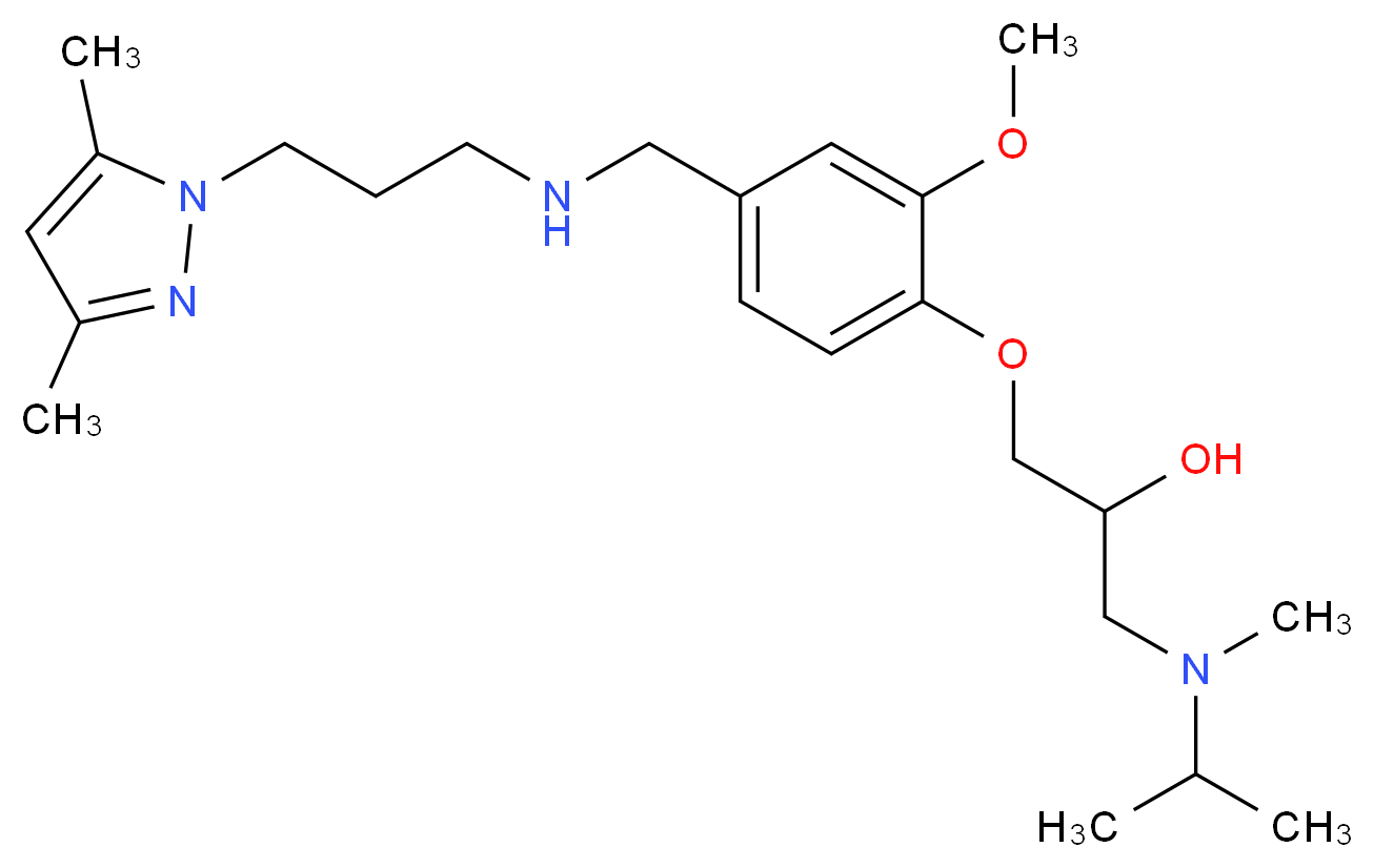 1-[4-({[3-(3,5-dimethyl-1H-pyrazol-1-yl)propyl]amino}methyl)-2-methoxyphenoxy]-3-[isopropyl(methyl)amino]-2-propanol_分子结构_CAS_)
