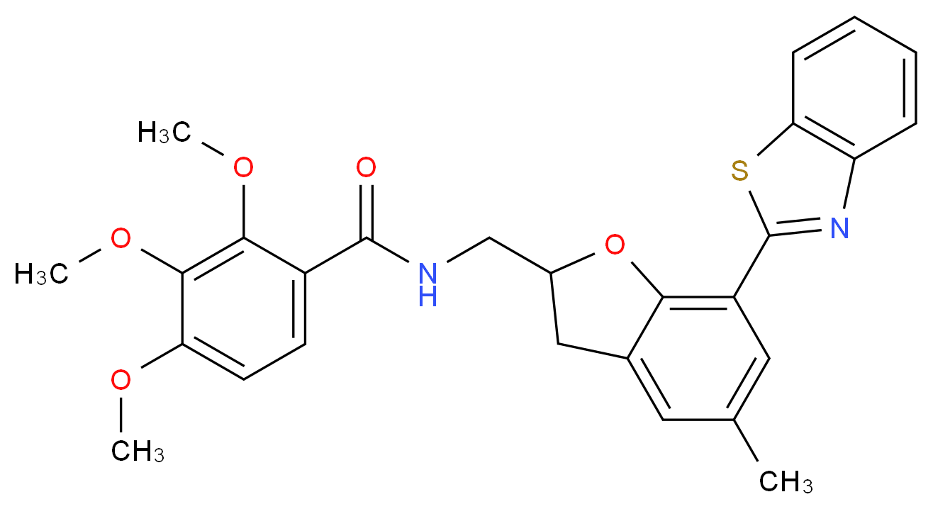 N-{[7-(1,3-benzothiazol-2-yl)-5-methyl-2,3-dihydro-1-benzofuran-2-yl]methyl}-2,3,4-trimethoxybenzamide_分子结构_CAS_)