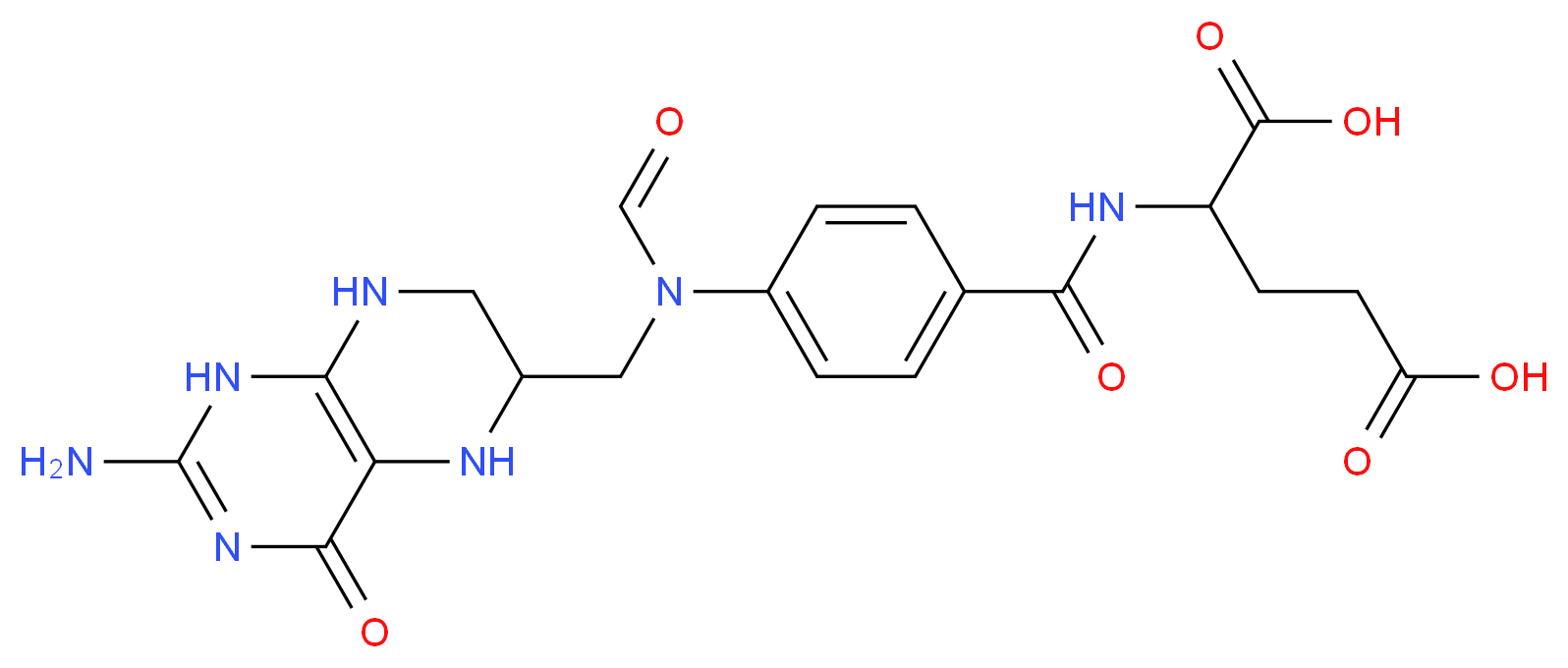 2-[(4-{N-[(2-amino-4-oxo-1,4,5,6,7,8-hexahydropteridin-6-yl)methyl]formamido}phenyl)formamido]pentanedioic acid_分子结构_CAS_2800-34-2