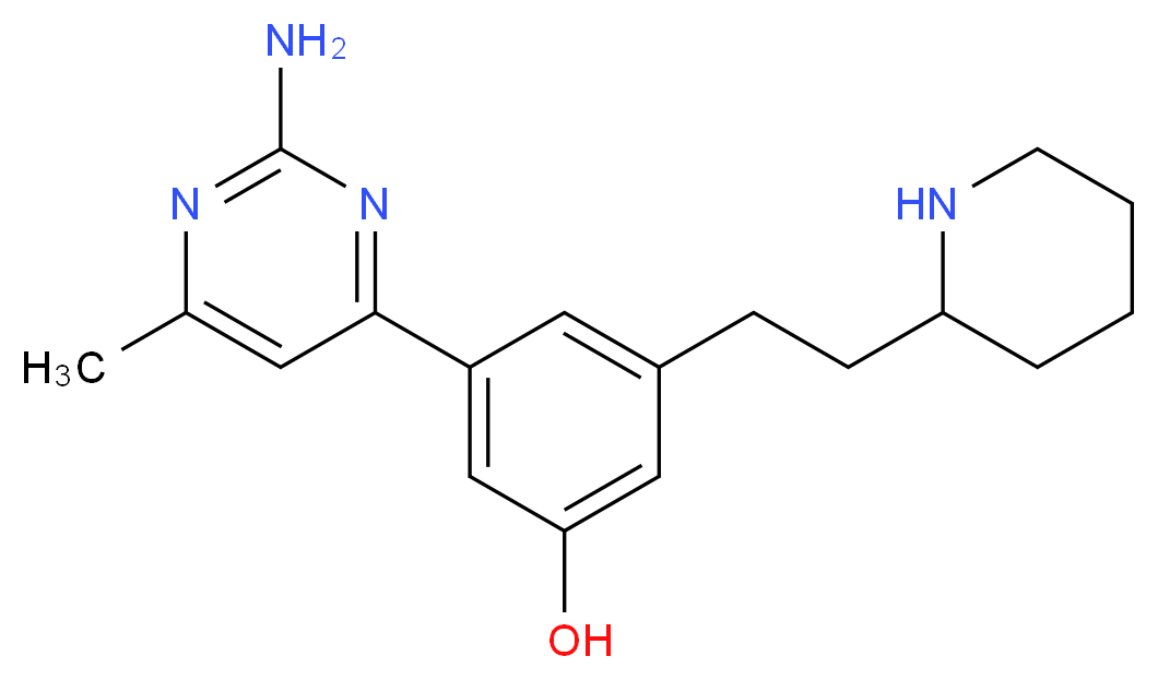 3-(2-amino-6-methylpyrimidin-4-yl)-5-(2-piperidin-2-ylethyl)phenol_分子结构_CAS_)