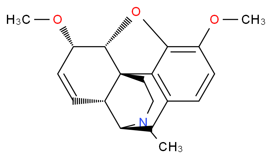 (1S,5S,13R,14S,17R)-10,14-dimethoxy-4-methyl-12-oxa-4-azapentacyclo[9.6.1.0<sup>1</sup>,<sup>1</sup><sup>3</sup>.0<sup>5</sup>,<sup>1</sup><sup>7</sup>.0<sup>7</sup>,<sup>1</sup><sup>8</sup>]octadeca-7(18),8,10,15-tetraene_分子结构_CAS_2859-16-7