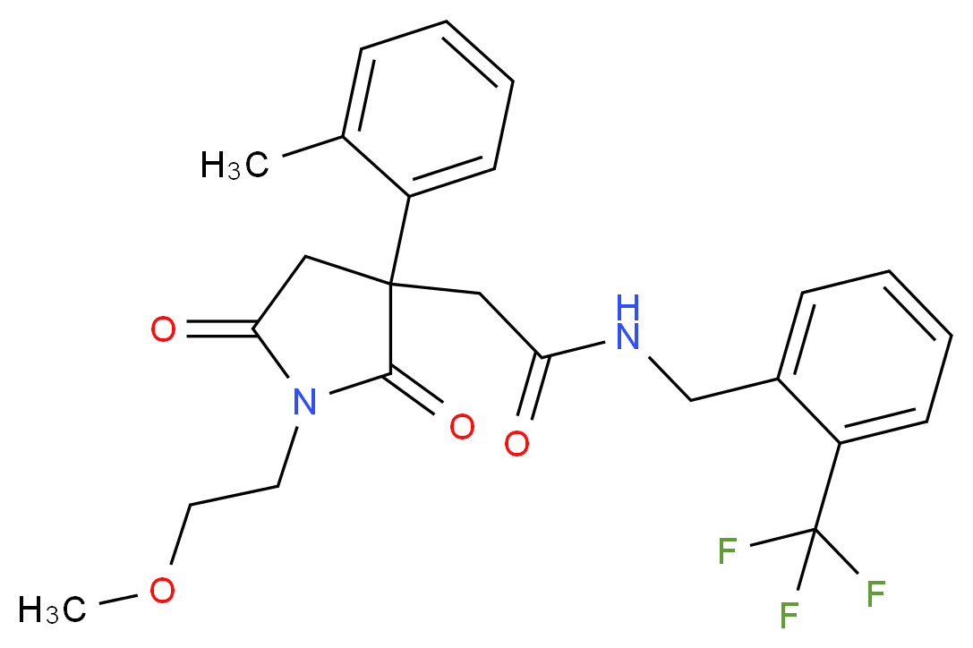 2-[1-(2-methoxyethyl)-3-(2-methylphenyl)-2,5-dioxo-3-pyrrolidinyl]-N-[2-(trifluoromethyl)benzyl]acetamide_分子结构_CAS_)