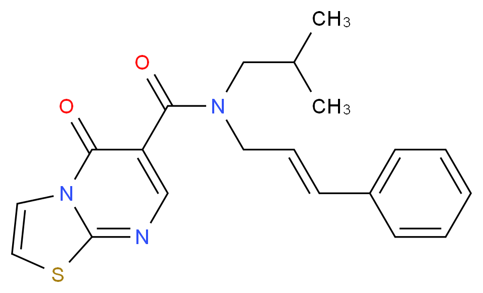 N-isobutyl-5-oxo-N-[(2E)-3-phenylprop-2-en-1-yl]-5H-[1,3]thiazolo[3,2-a]pyrimidine-6-carboxamide_分子结构_CAS_)