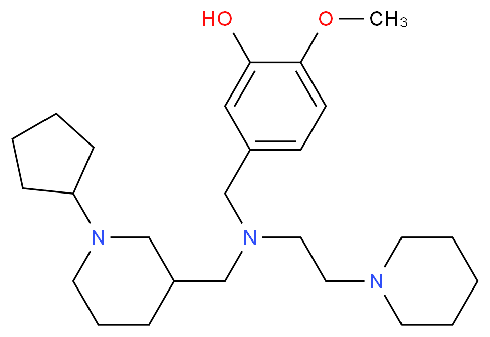 5-({[(1-cyclopentyl-3-piperidinyl)methyl][2-(1-piperidinyl)ethyl]amino}methyl)-2-methoxyphenol_分子结构_CAS_)