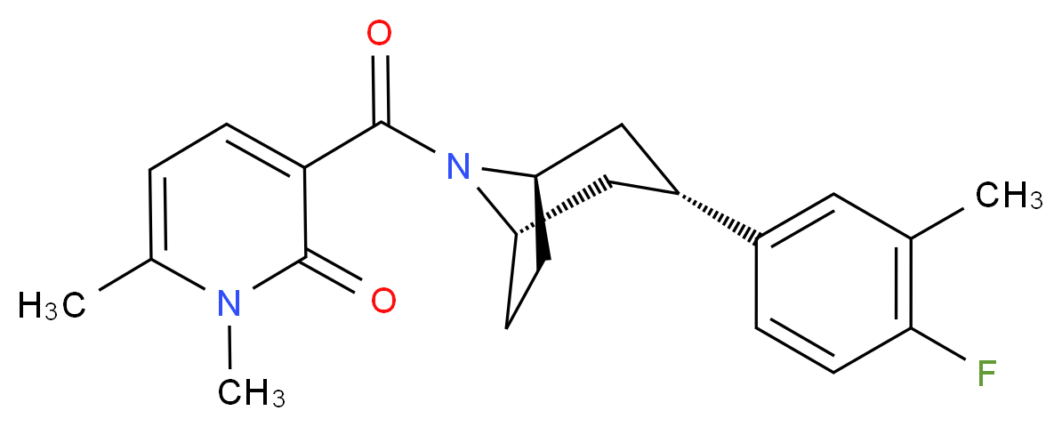 3-{[(3-endo)-3-(4-fluoro-3-methylphenyl)-8-azabicyclo[3.2.1]oct-8-yl]carbonyl}-1,6-dimethyl-2(1H)-pyridinone_分子结构_CAS_)