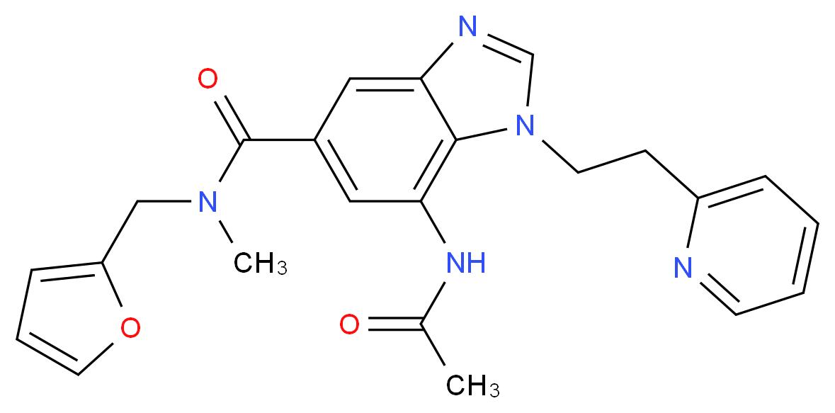 7-(acetylamino)-N-(2-furylmethyl)-N-methyl-1-[2-(2-pyridinyl)ethyl]-1H-benzimidazole-5-carboxamide_分子结构_CAS_)