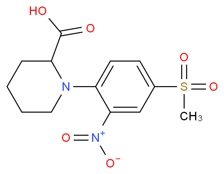 1-[4-(Methylsulphonyl)-2-nitrophenyl]piperidine-2-carboxylic acid_分子结构_CAS_)