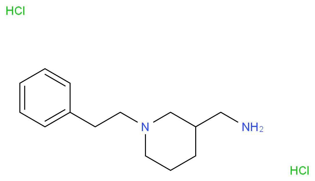 C-(1-Phenethyl-piperidin-3-yl)-methylamine dihydrochloride_分子结构_CAS_)