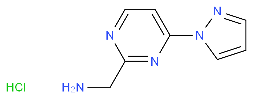 (4-(1H-pyrazol-1-yl)pyrimidin-2-yl)methanamine hydrochloride_分子结构_CAS_1196146-09-4)