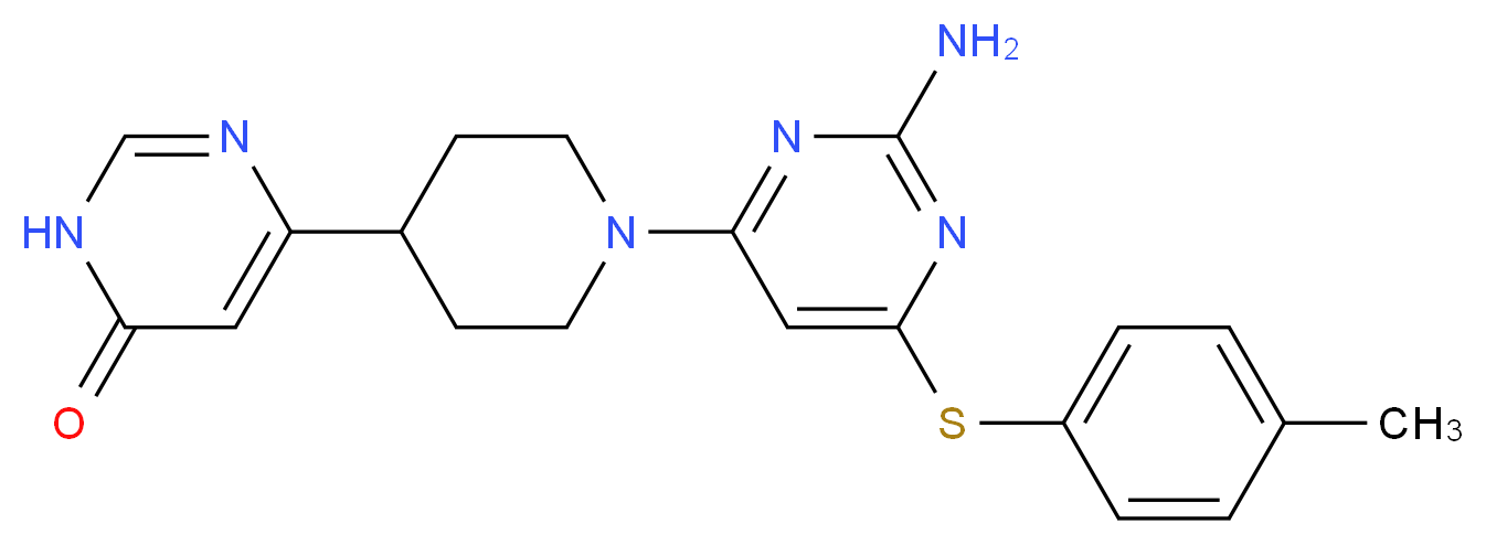 6-(1-{2-amino-6-[(4-methylphenyl)thio]pyrimidin-4-yl}piperidin-4-yl)pyrimidin-4(3H)-one_分子结构_CAS_)