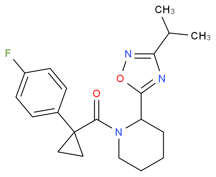 1-{[1-(4-fluorophenyl)cyclopropyl]carbonyl}-2-(3-isopropyl-1,2,4-oxadiazol-5-yl)piperidine_分子结构_CAS_)