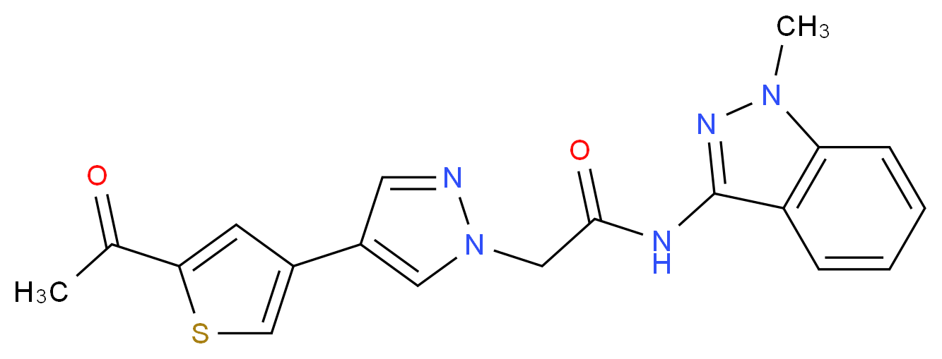 2-[4-(5-acetyl-3-thienyl)-1H-pyrazol-1-yl]-N-(1-methyl-1H-indazol-3-yl)acetamide_分子结构_CAS_)