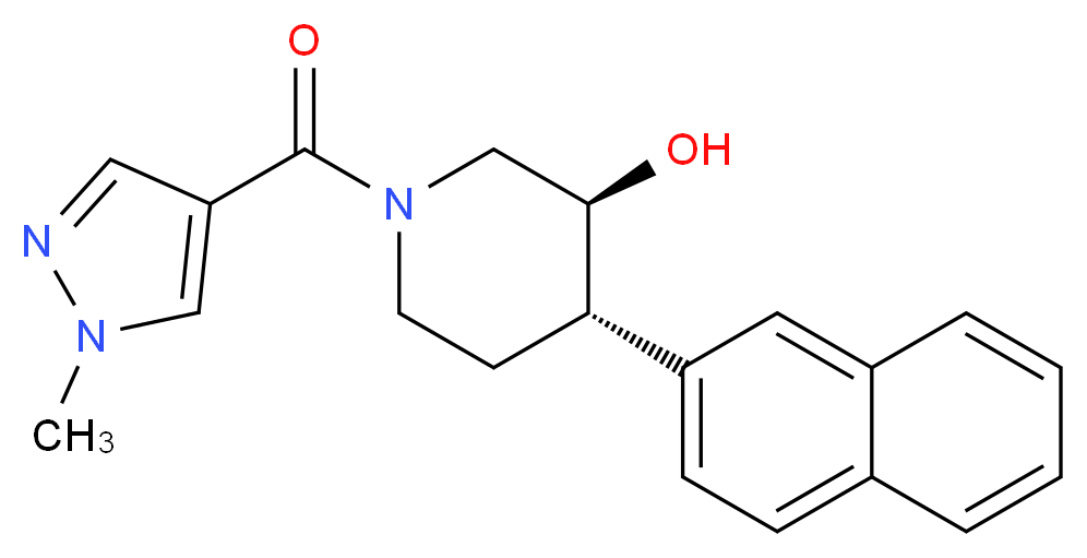 (3S*,4S*)-1-[(1-methyl-1H-pyrazol-4-yl)carbonyl]-4-(2-naphthyl)piperidin-3-ol_分子结构_CAS_)