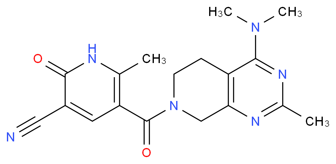 5-{[4-(dimethylamino)-2-methyl-5,8-dihydropyrido[3,4-d]pyrimidin-7(6H)-yl]carbonyl}-6-methyl-2-oxo-1,2-dihydropyridine-3-carbonitrile_分子结构_CAS_)