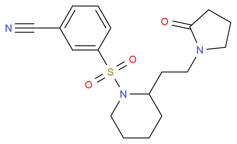 3-({2-[2-(2-oxo-1-pyrrolidinyl)ethyl]-1-piperidinyl}sulfonyl)benzonitrile_分子结构_CAS_)