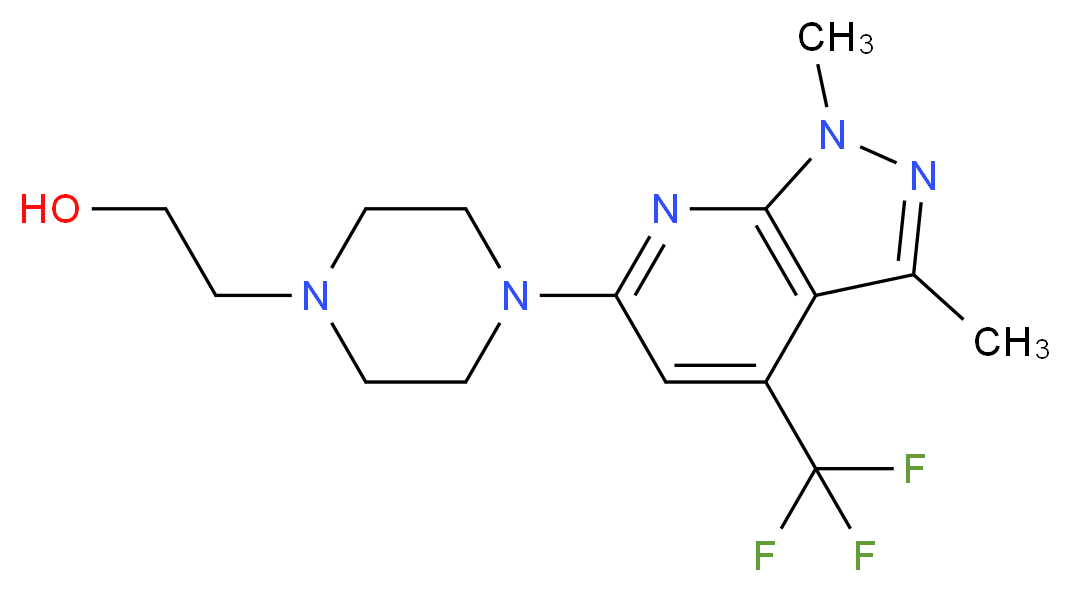 2-{4-[1,3-Dimethyl-4-(trifluoromethyl)-1H-pyrazolo[3,4-b]pyridin-6-yl]piperazino}-1-ethanol_分子结构_CAS_952183-75-4)