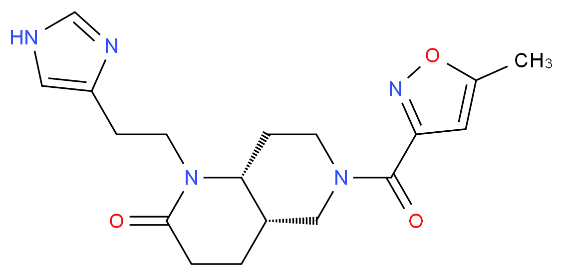(4aS*,8aR*)-1-[2-(1H-imidazol-4-yl)ethyl]-6-[(5-methylisoxazol-3-yl)carbonyl]octahydro-1,6-naphthyridin-2(1H)-one_分子结构_CAS_)
