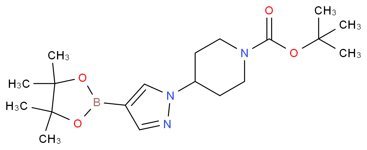 tert-butyl 4-[4-(tetramethyl-1,3,2-dioxaborolan-2-yl)-1H-pyrazol-1-yl]piperidine-1-carboxylate_分子结构_CAS_877399-74-1
