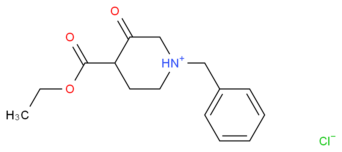 1-benzyl-4-(ethoxycarbonyl)-3-oxopiperidin-1-ium chloride_分子结构_CAS_52763-21-0