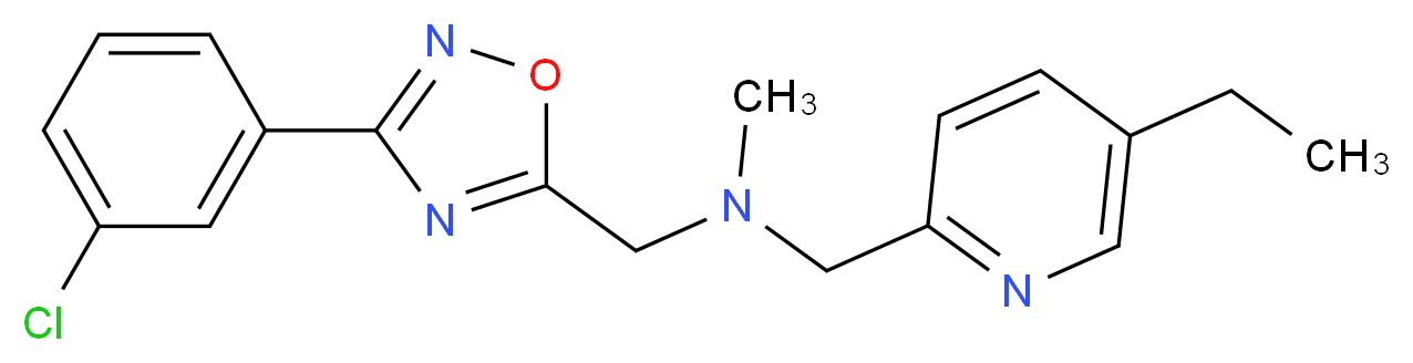 1-[3-(3-chlorophenyl)-1,2,4-oxadiazol-5-yl]-N-[(5-ethyl-2-pyridinyl)methyl]-N-methylmethanamine_分子结构_CAS_)
