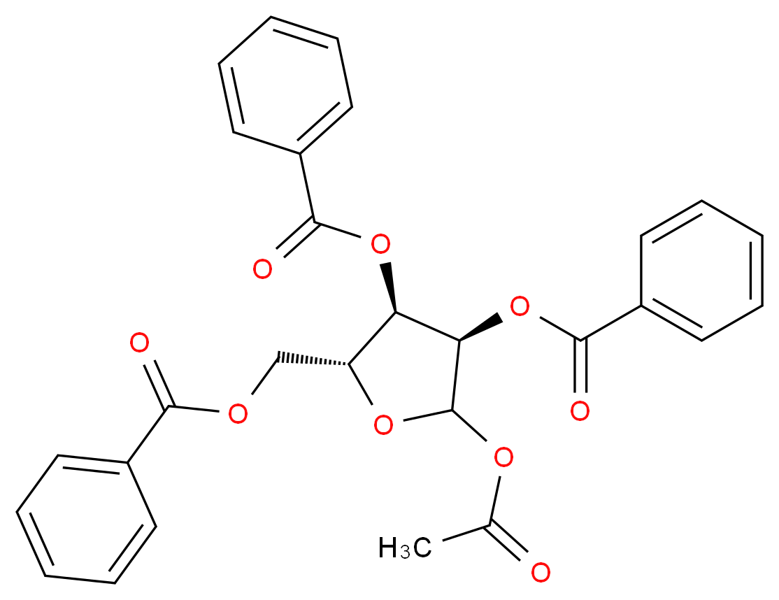 1-O-Acetyl-2,3,5-tri-O-benzoyl-D-ribofuranose_分子结构_CAS_6974-32-9)
