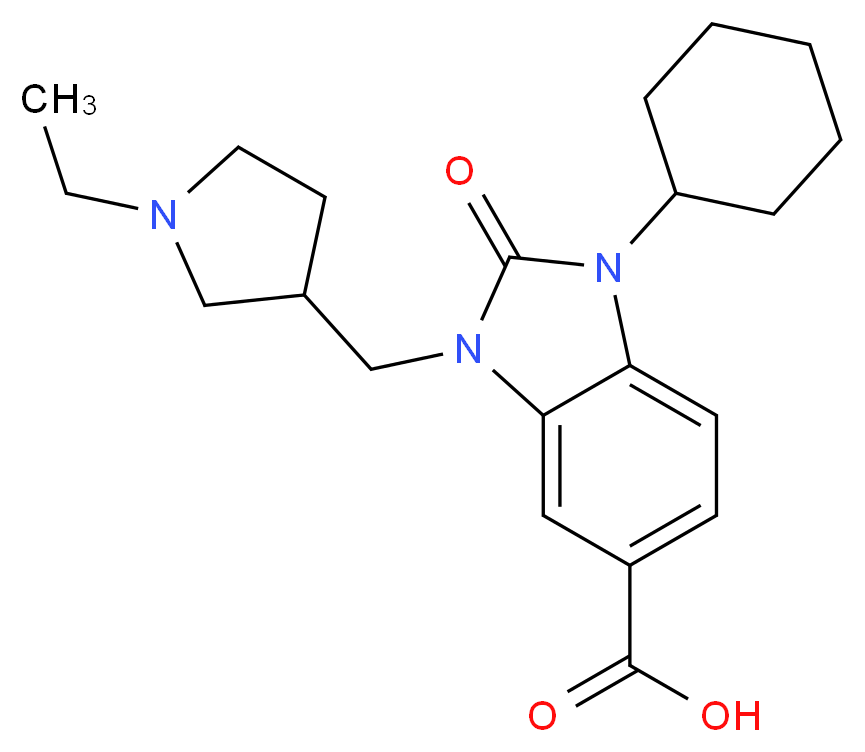 1-cyclohexyl-3-[(1-ethylpyrrolidin-3-yl)methyl]-2-oxo-2,3-dihydro-1H-benzimidazole-5-carboxylic acid_分子结构_CAS_)