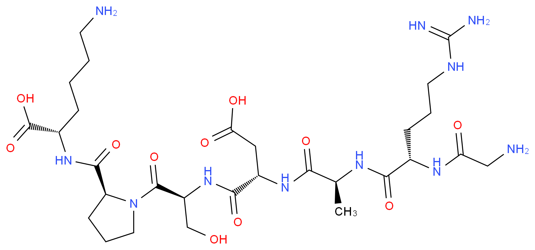 (2S)-6-amino-2-{[(2S)-1-[(2S)-2-[(2S)-2-[(2S)-2-[(2S)-2-(2-aminoacetamido)-5-carbamimidamidopentanamido]propanamido]-3-carboxypropanamido]-3-hydroxypropanoyl]pyrrolidin-2-yl]formamido}hexanoic acid_分子结构_CAS_125455-58-5