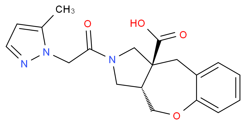 (3aS*,10aS*)-2-[(5-methyl-1H-pyrazol-1-yl)acetyl]-2,3,3a,4-tetrahydro-1H-[1]benzoxepino[3,4-c]pyrrole-10a(10H)-carboxylic acid_分子结构_CAS_)